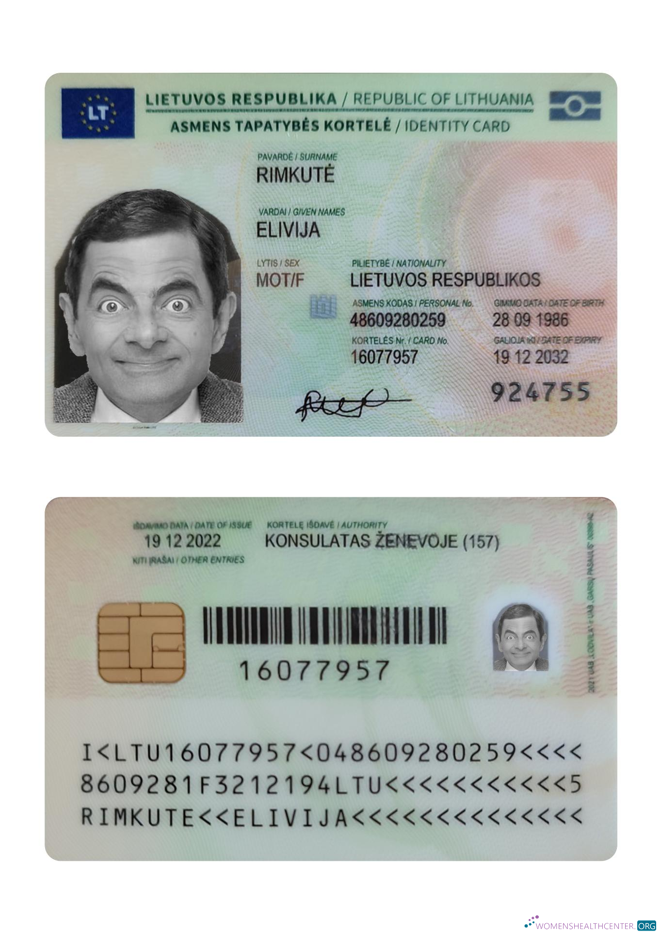 Download Lithuania ID card 2022 present Photoshop template